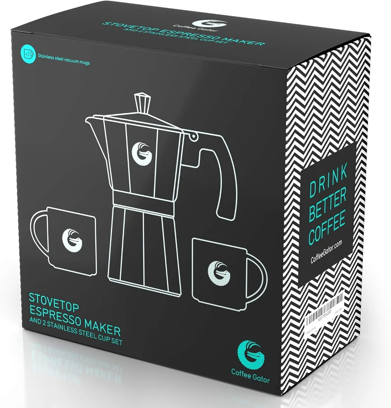Coffee Gator-Espresso-Moka-Kanne – Induktionsfreundlicher, schneller Kochfeld-Kaffeekocher – 2 Edels