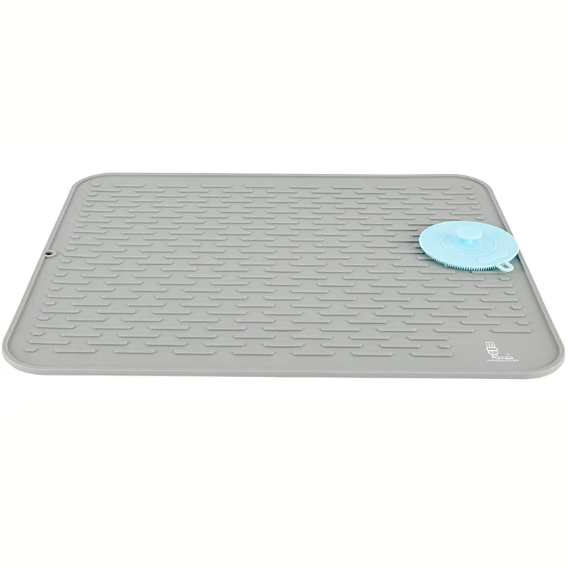 SUPER KITCHEN Extra Gross Silikon Geschirr Abtropfmatte Küche 54×46cm Grau 54×46 cm, Grau 54×46 cm