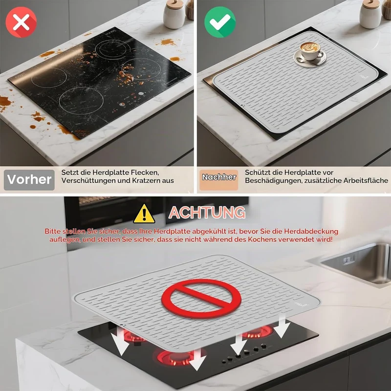 SUPER KITCHEN Extra Gross Silikon Geschirr Abtropfmatte Küche 54×46cm Grau 54×46 cm, Grau 54×46 cm