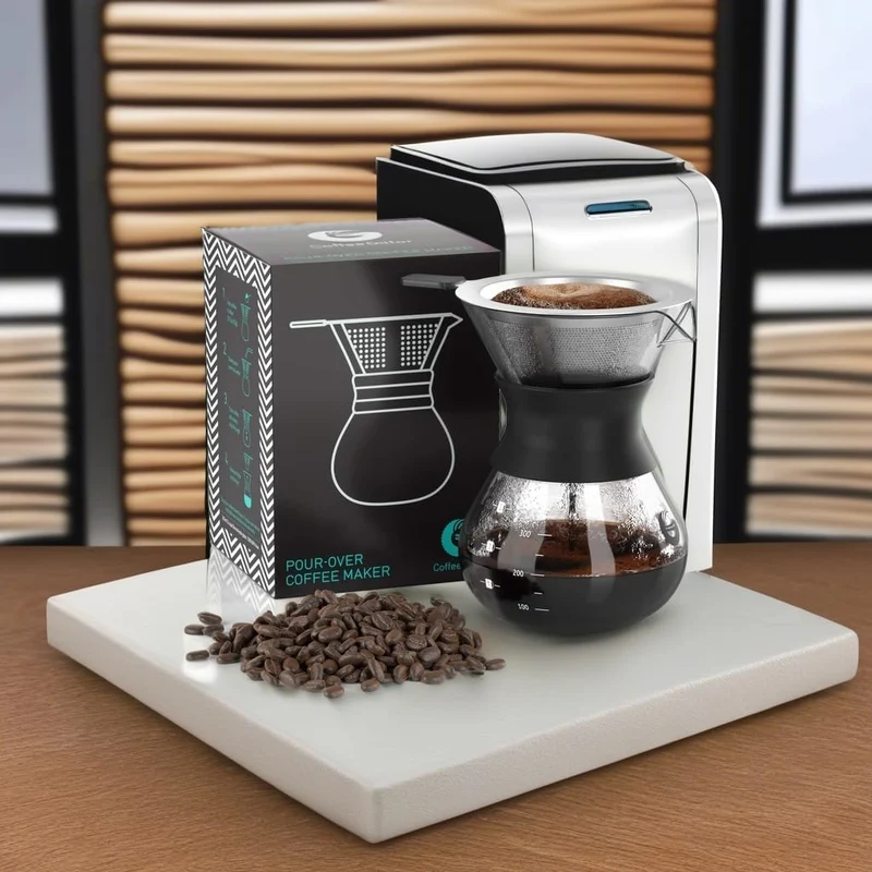 Coffee Gator Kaffeebereiter (300 ml) - Pour Over Kaffeebrüher für Filterkaffee - Glas Kaffeekanne mi