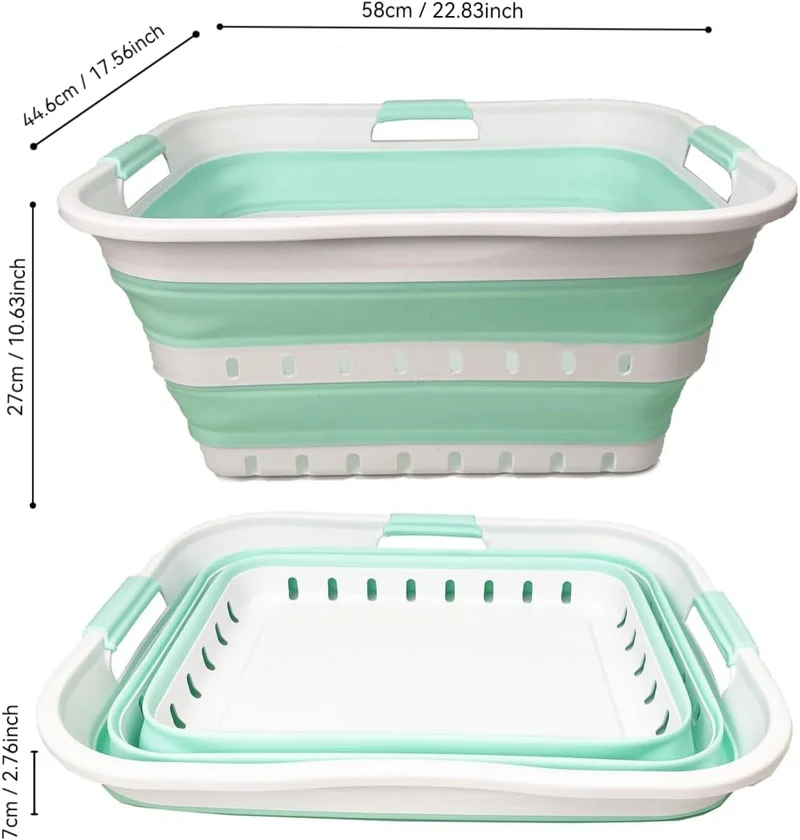 SAMMART 2er-Set 42L faltbarer Aufbewahrungskörbe/-behälter aus Kunststoff – zusammenklappbarer, plat