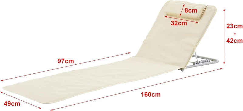 [en.casa] Strandmatte Cellorigo 2er Set Strandliege klappbar Beige Sonnenmatte mit 5-Fach Verstellba