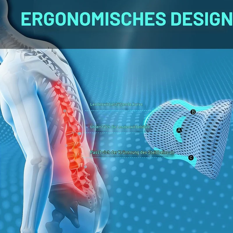 Lumbalkissen,Lendenstützkissen aus Memory-Schaum, Ergonomisches Rückenstützkissen für Bürostuhl und