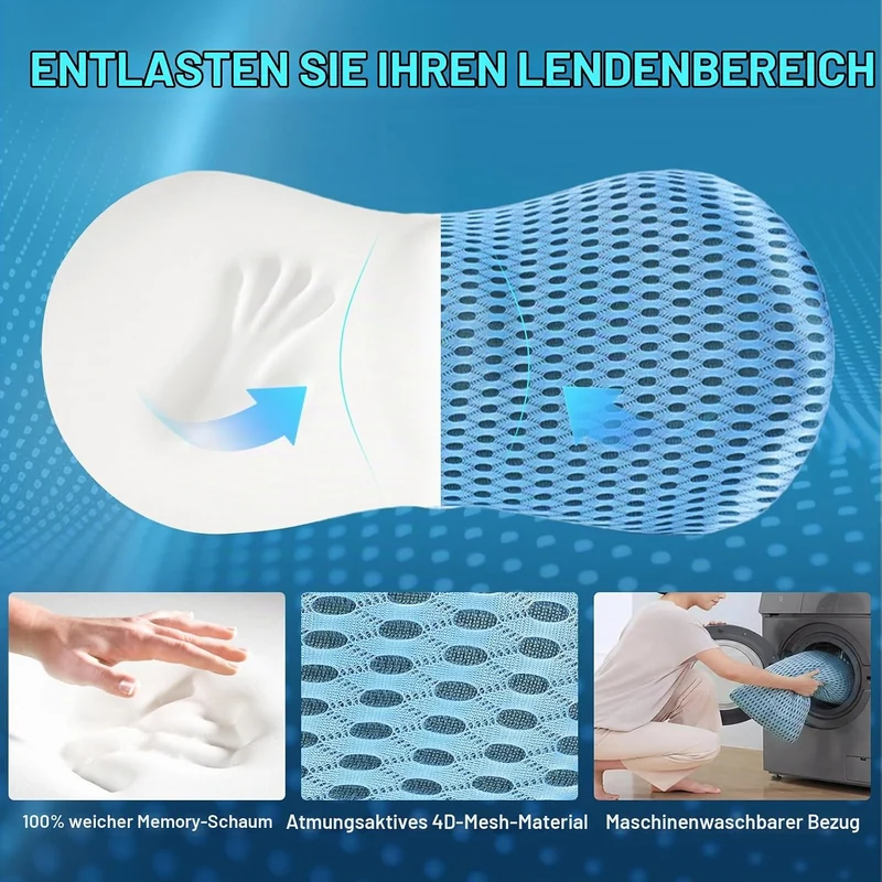 Lumbalkissen,Lendenstützkissen aus Memory-Schaum, Ergonomisches Rückenstützkissen für Bürostuhl und
