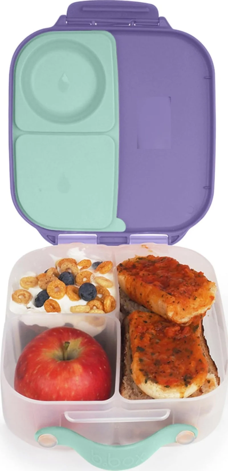 b.box Mini Brotdose für Kinder mit Fächern | Bento Box, 3 Fächer (2 Auslaufsicher) | Lunchbox für Ge