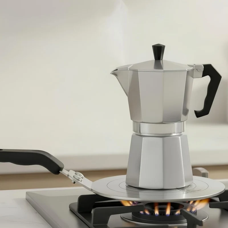 Induktion Adapterplatte für Moka, Edelstahl Gasherd-Diffusorplatte 13cm, Induktionskochteller Adapte