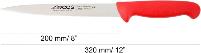 Arcos Serie 2900 - Filetmesser - Klinge Nitrum Edelstahl 190 mm - HandGriff Polypropylen Farbe Rot 1