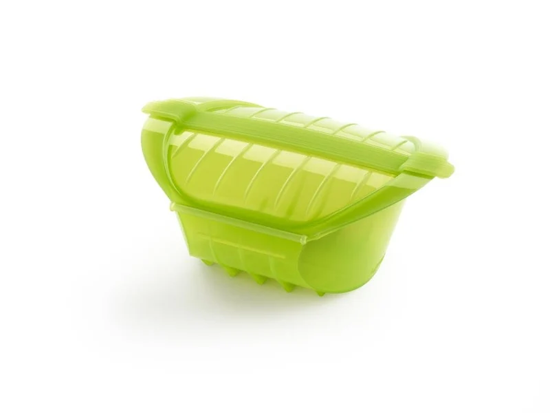 Lékué Dampfbox mit Einlegeboden, 500 ml, Platin-Silikon, grün Grün 500 ml, Grün 500 ml