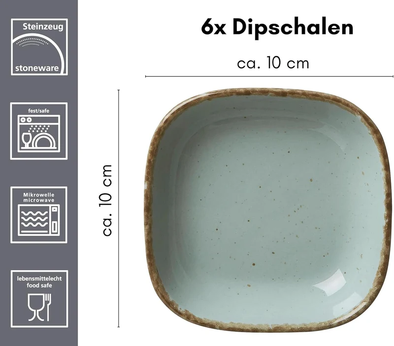Ritzenhoff & Breker Dipschalen-Set Casa, 6-teilig, 10x10 cm, Blau Dipschalen Blau, Dipschalen Blau