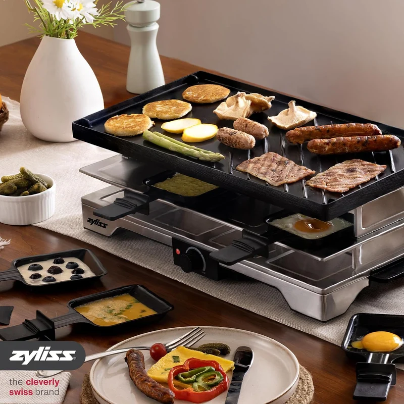 Zyliss Verso Raclette 8 Personen für Innen- und Aussenbereich, Gusseisen
