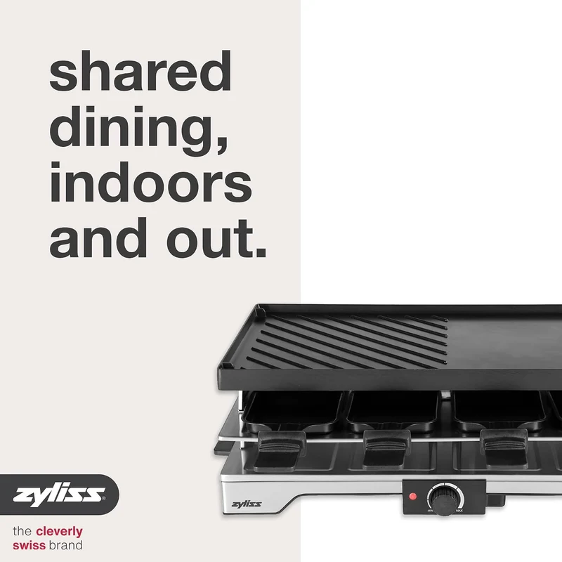 Zyliss Verso Raclette 8 Personen für Innen- und Aussenbereich, Gusseisen