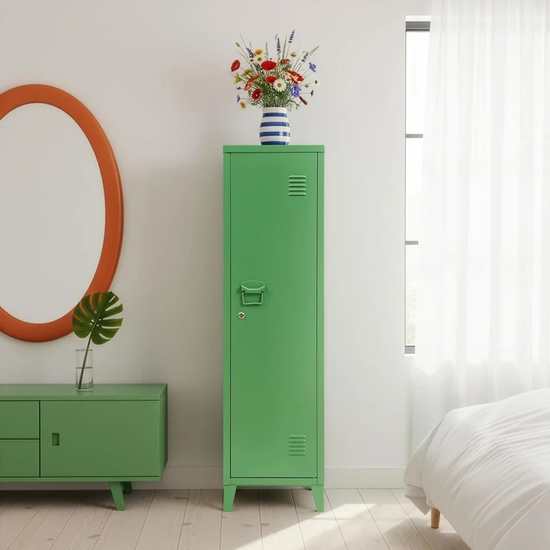 [en.casa] Einzelspind Kurikka Metallspind mit 2 Ablagen 137 x 38 x 38 cm abschliessbar Schliessfachs