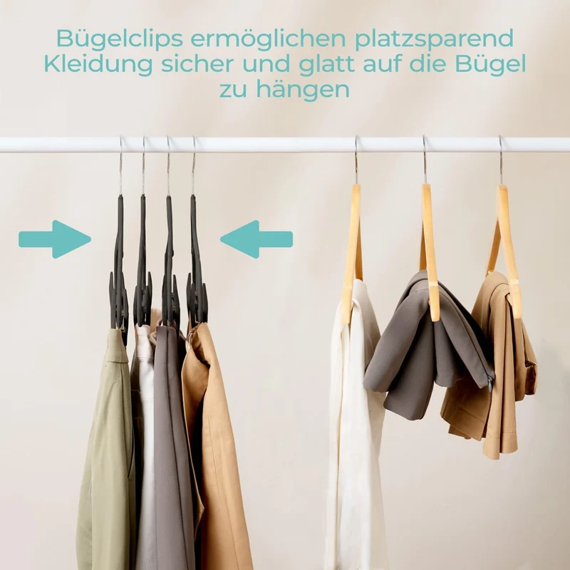 Blumtal Kleiderbügel 30 Stück mit Clips - Kleiderbügel Samt 360° drehbar und belastbar - Ultra platz