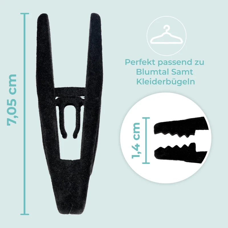 Blumtal Kleiderbügel 30 Stück mit Clips - Kleiderbügel Samt 360° drehbar und belastbar - Ultra platz