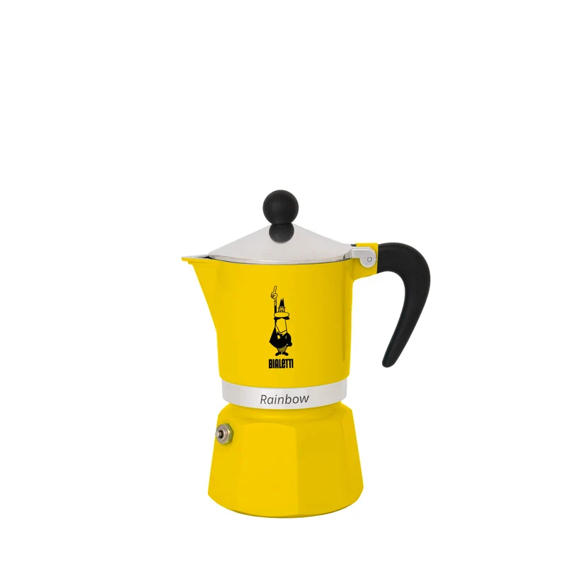 Bialetti 4982 Rainbow Caffettiera Colorata, Alluminio, Giallo, 3 Tazze, Gelb Gelb 3 Tassen