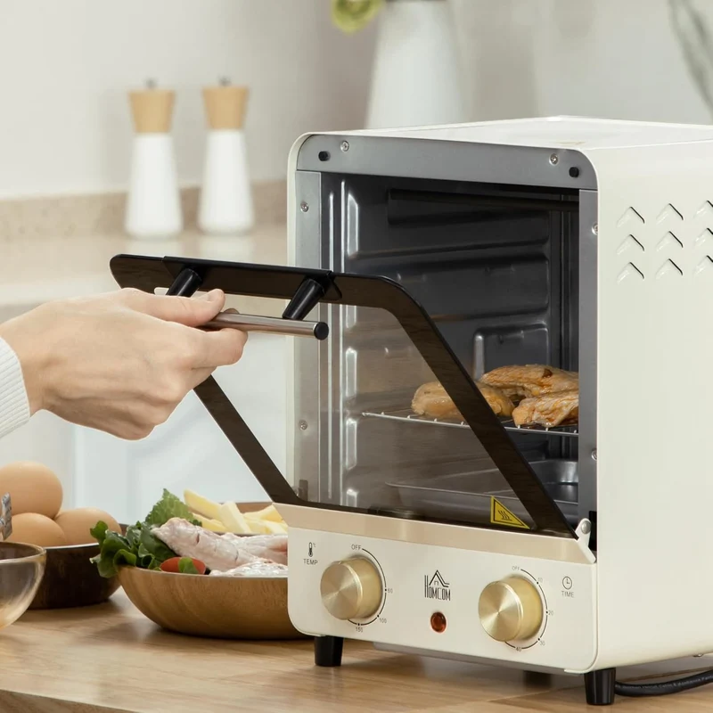 HOMCOM Minibackofen 15L, Pizza-Ofen mit Umluft, 1000 W Elektrischer Mini Ofen inkl. Backblech Set, K
