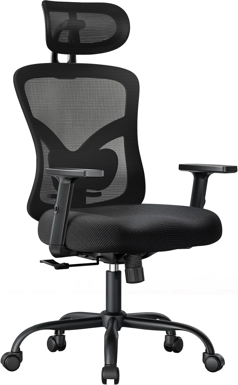 NOBLEWELL Bürostuhl Ergonomisch mit Stummrädern, Schreibtischstuhl mit Wippfunktion & verstellbare H