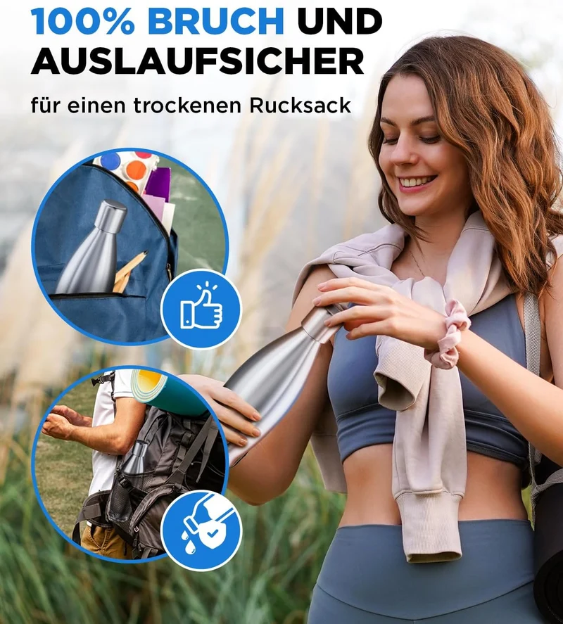 MATE OF STEEL® Kompatibel mit Sodastream Crystal - Premium 0.9L Edelstahl Flasche – Spülmaschinenfes