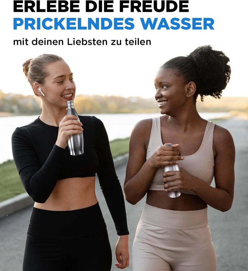 MATE OF STEEL® Kompatibel mit Sodastream Crystal - Premium 0.9L Edelstahl Flasche – Spülmaschinenfes