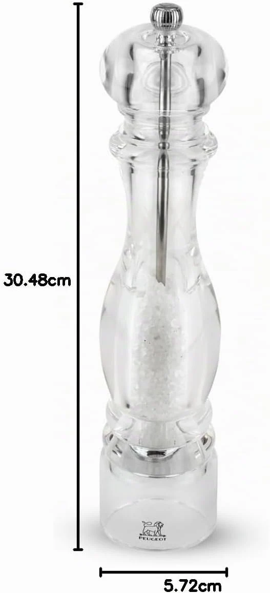 Peugeot Nancy Manuelle Salzmühle, Klassische Mahlgradeinstellung, Höhe: 30 cm, Acryl, Transparent, 9