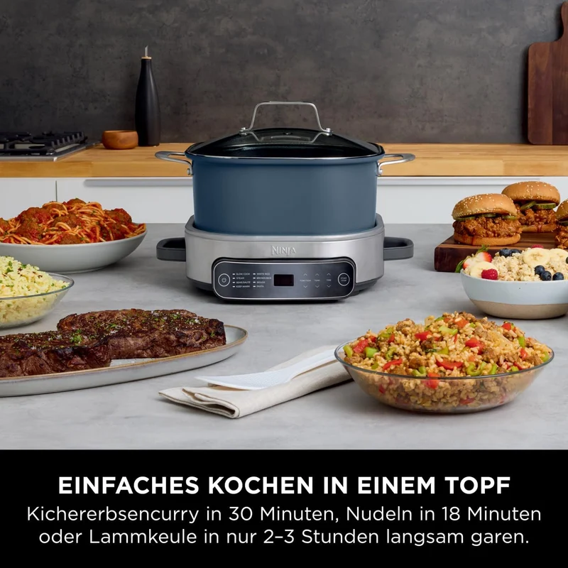 Ninja Foodi PossibleCooker, 6 L Slow Cooker und Reiskocher, vielseitige 8-in-1-Funktionen, nachtblau