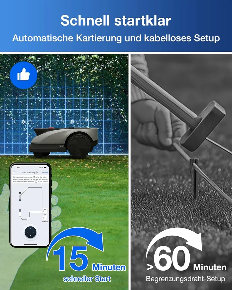 ECOVACS Goat O600 Mähroboter Ohne Begrenzungskabel, 600 m², RTK+Vision-Navigation, Rasenmähroboter,