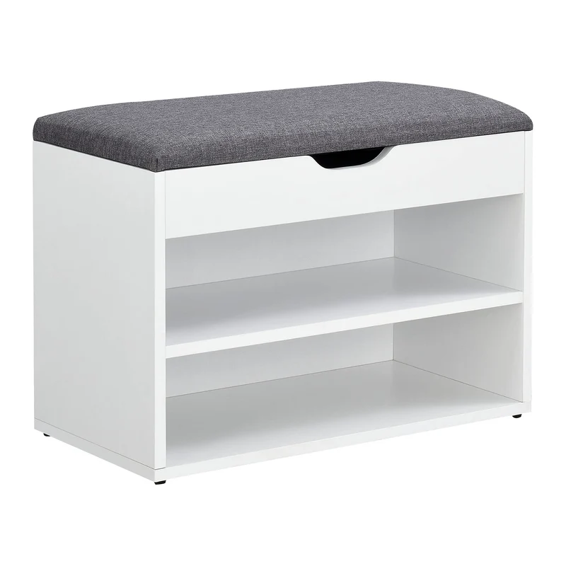 [en.casa] Schuhbank Gentofte 60x30x46cm Schuhschrank mit 3 Ablagefächern Schuhablage für 4 Paar Schu