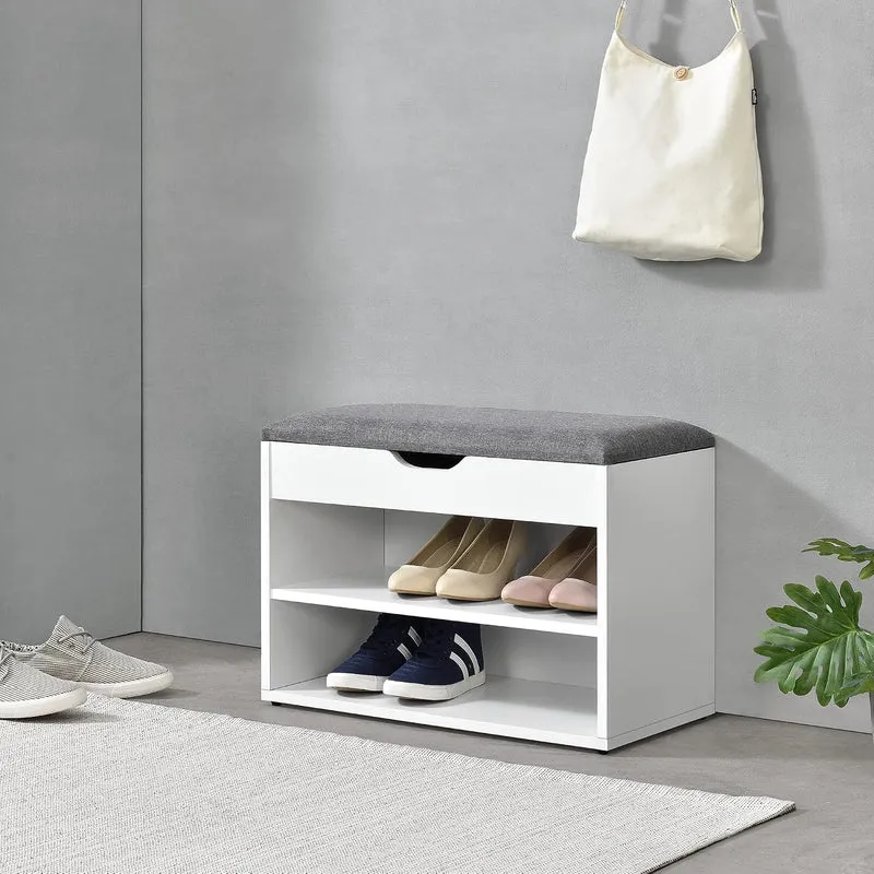 [en.casa] Schuhbank Gentofte 60x30x46cm Schuhschrank mit 3 Ablagefächern Schuhablage für 4 Paar Schu