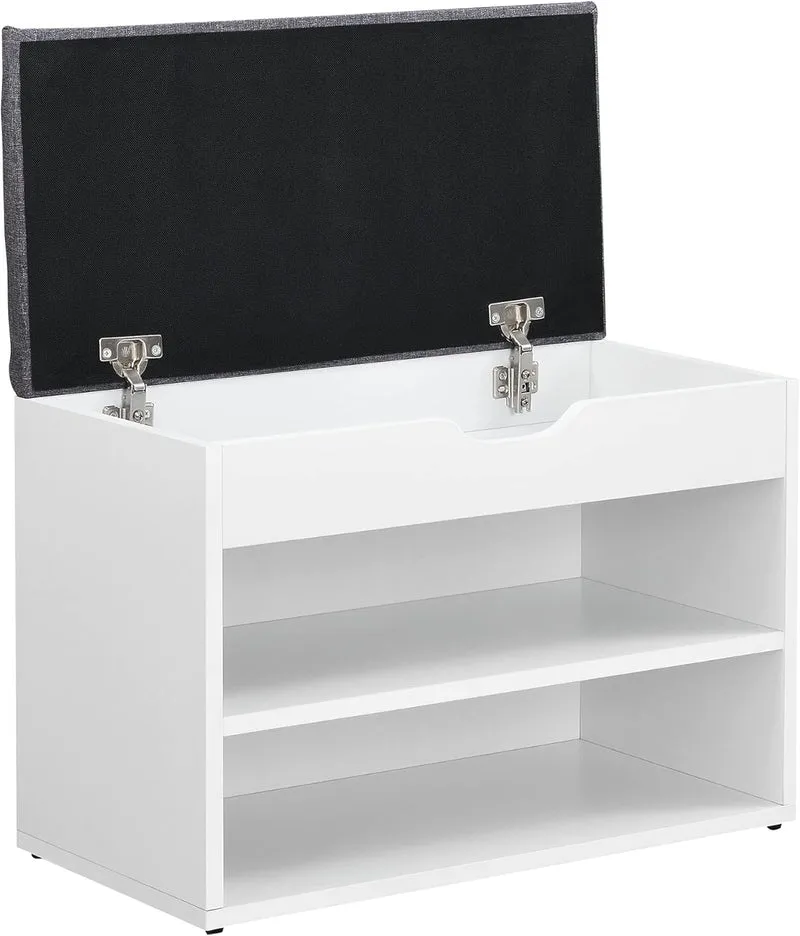 [en.casa] Schuhbank Gentofte 60x30x46cm Schuhschrank mit 3 Ablagefächern Schuhablage für 4 Paar Schu