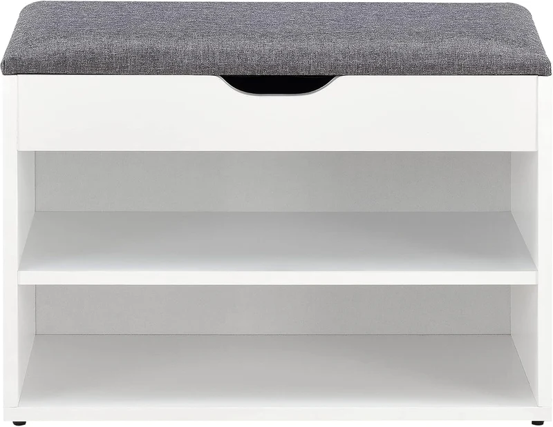 [en.casa] Schuhbank Gentofte 60x30x46cm Schuhschrank mit 3 Ablagefächern Schuhablage für 4 Paar Schu