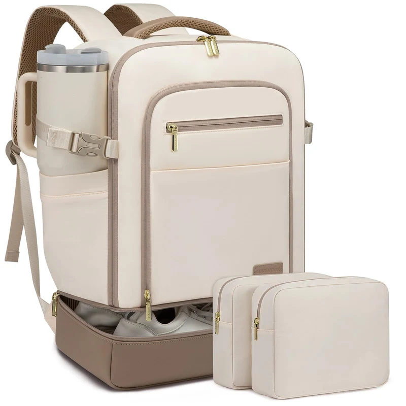 LOVEVOOK Handgepäck Reiserucksack mit separatem Schuhfach, 40L Rucksack Damen Gross mit Nass- und Tr