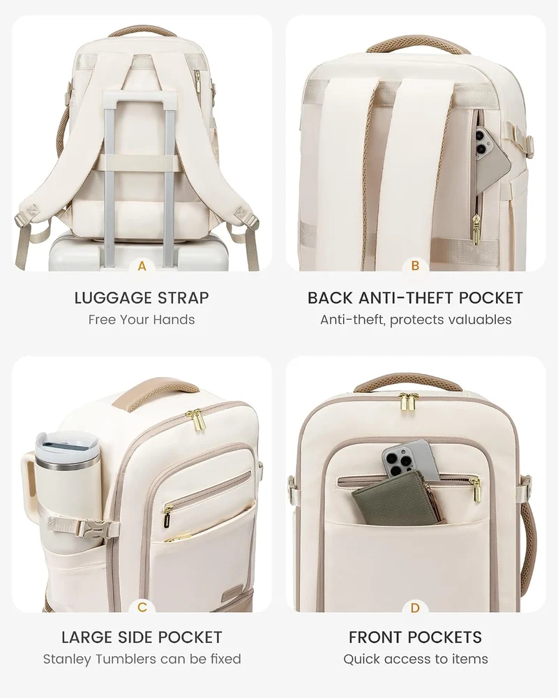 LOVEVOOK Handgepäck Reiserucksack mit separatem Schuhfach, 40L Rucksack Damen Gross mit Nass- und Tr
