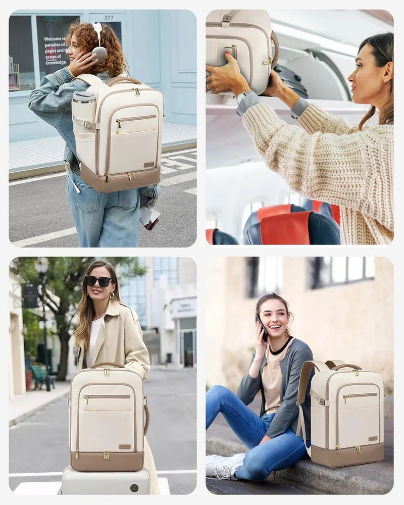 LOVEVOOK Handgepäck Reiserucksack mit separatem Schuhfach, 40L Rucksack Damen Gross mit Nass- und Tr