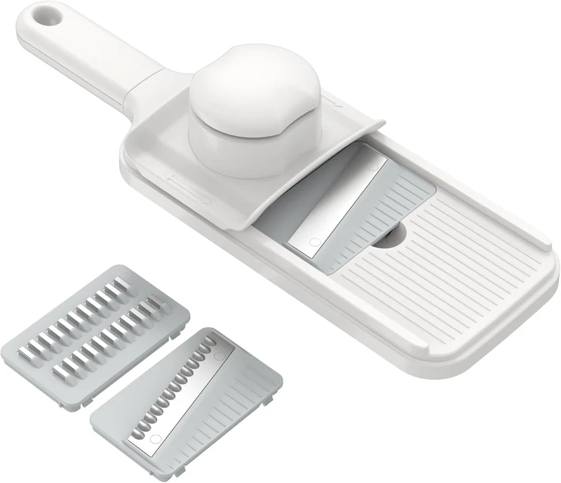 Gemüsehobel - 3 in 1 Mandoline mit 3 Edelstahlklingen, Julienneschneider für Scheiben Wellen und Str