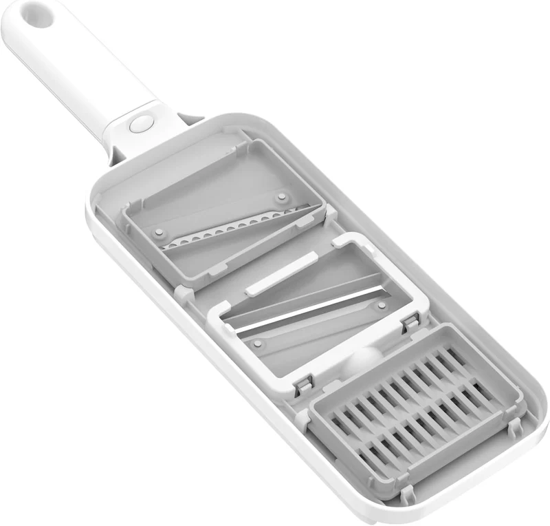 Gemüsehobel - 3 in 1 Mandoline mit 3 Edelstahlklingen, Julienneschneider für Scheiben Wellen und Str