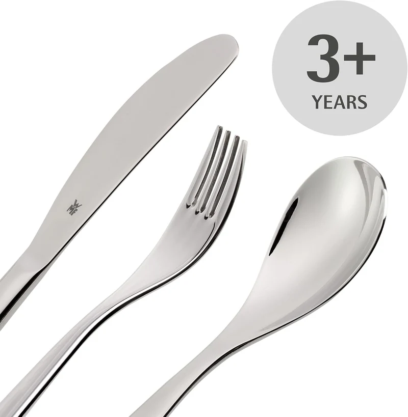 WMF Faultier Kinderbesteck Set 4-teilig, Besteck Kinder Edelstahl, Kinderbesteck ab 3 Jahre, Cromarg
