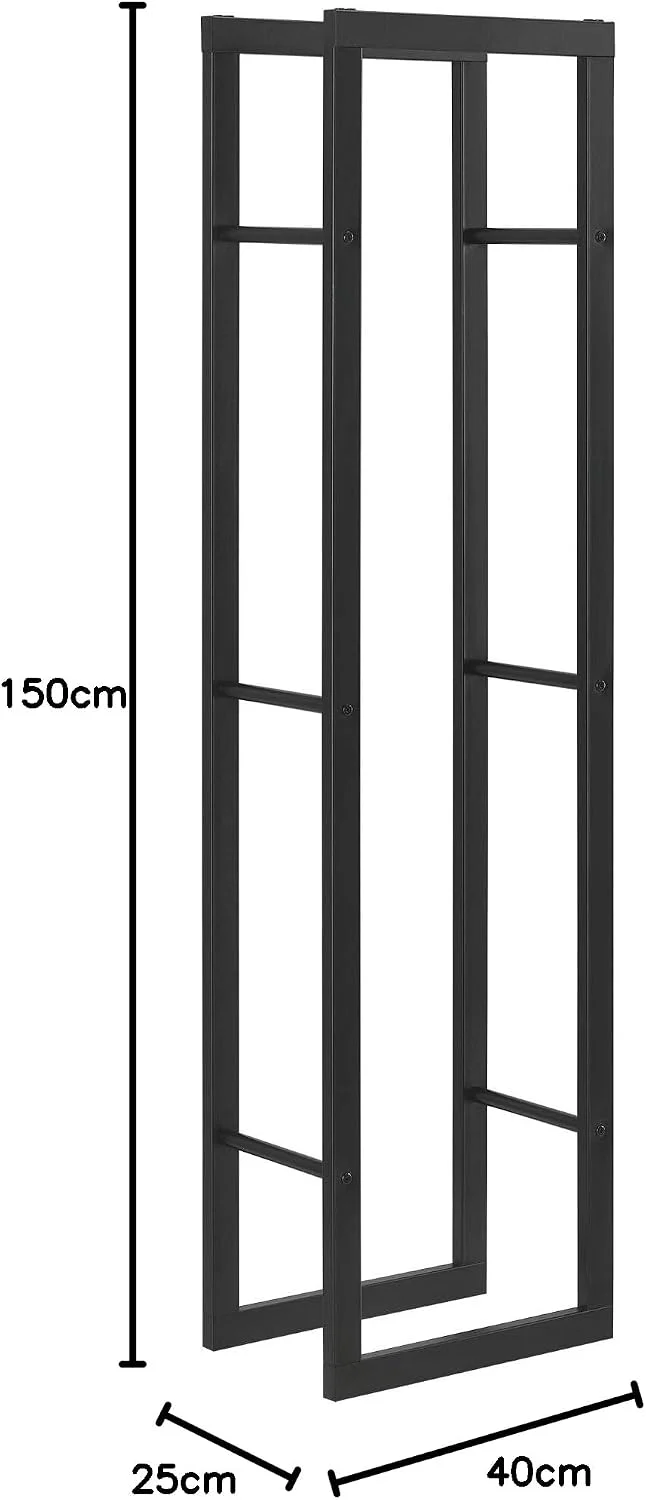 [en.casa] Kaminholzregal Täby Brennholzregal innen aussen Metall Holzunterstand Stapelhilfe für Feue