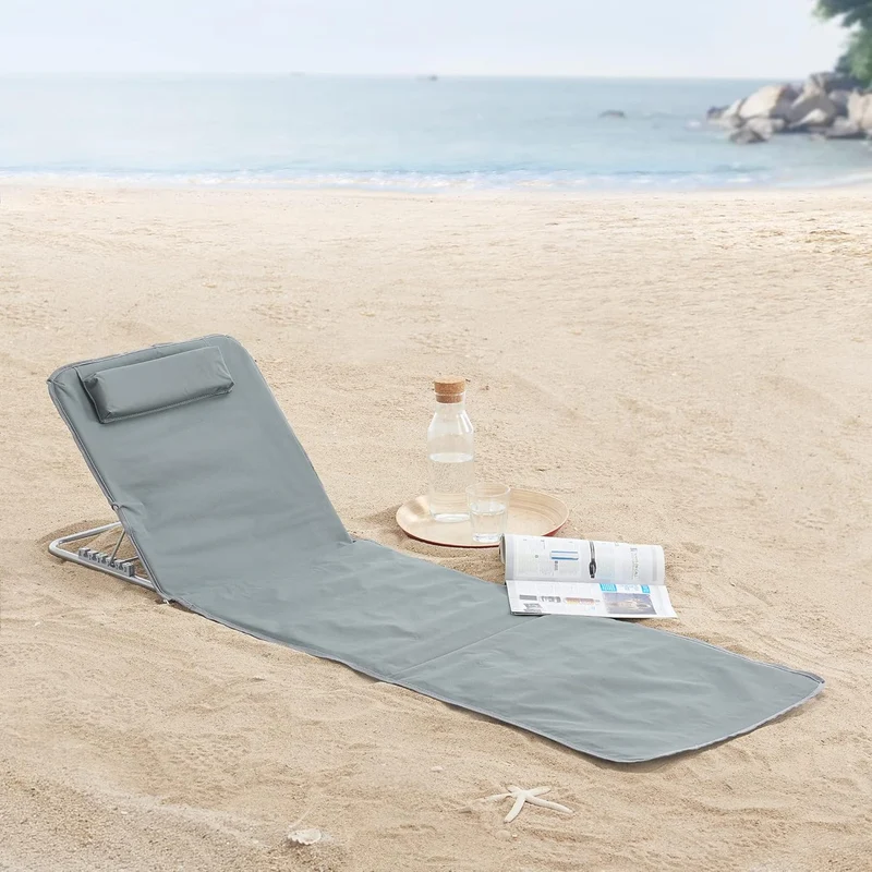 [en.casa] Strandmatte Cellorigo 2er Set Strandliege klappbar Dunkelgrau Sonnenmatte mit 5-Fach Verst