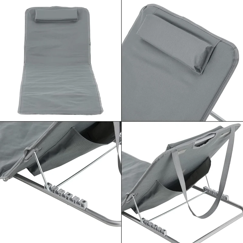 [en.casa] Strandmatte Cellorigo 2er Set Strandliege klappbar Dunkelgrau Sonnenmatte mit 5-Fach Verst