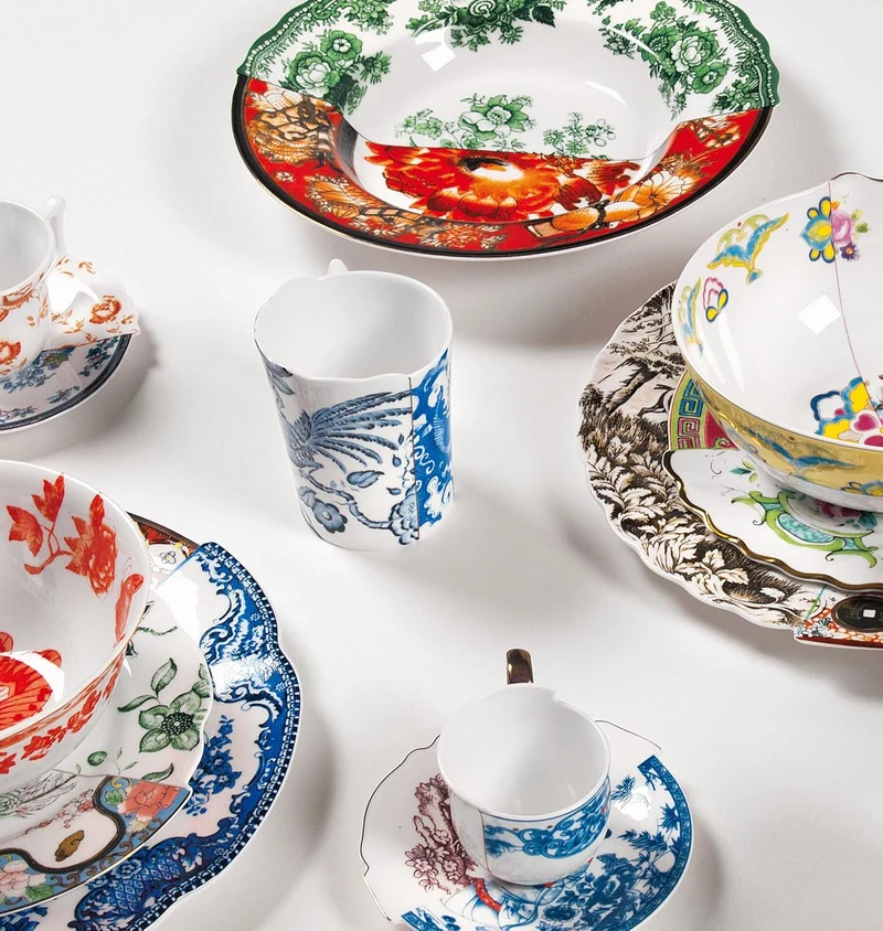 Seletti Suppenteller aus Porzellan, Ø 25,4 cm, Höhe 4,2 cm, Hybrid-Cecilia
