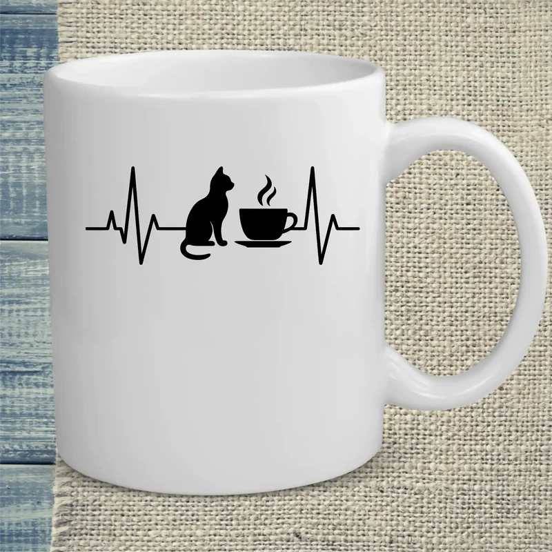 Herzschlag für Katzen und Kaffee - Tasse