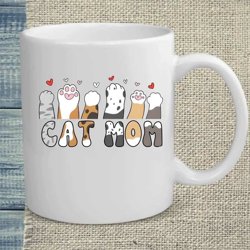Cat Mom - Herzchen und Pfoten - Tasse