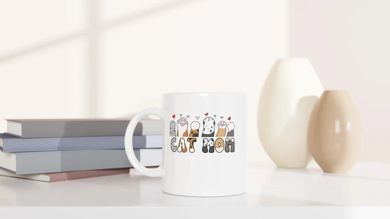 Cat Mom - Herzchen und Pfoten - Tasse