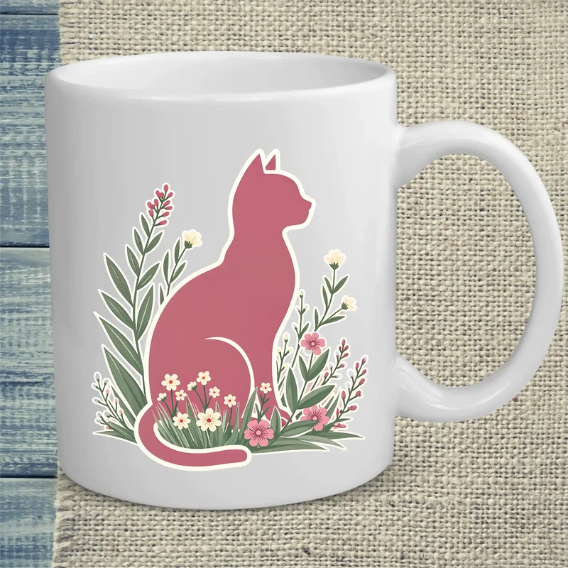 Rosa Katze im Gras - Tasse