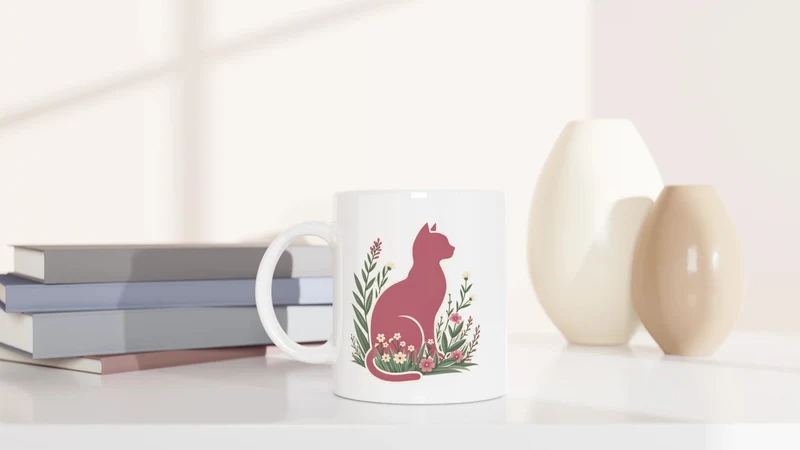 Rosa Katze im Gras - Tasse