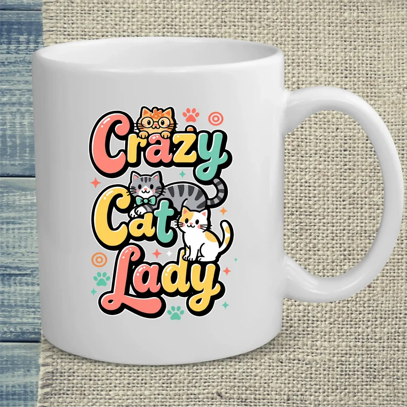 Crazy Cat Lady - farbenfroh - Tasse