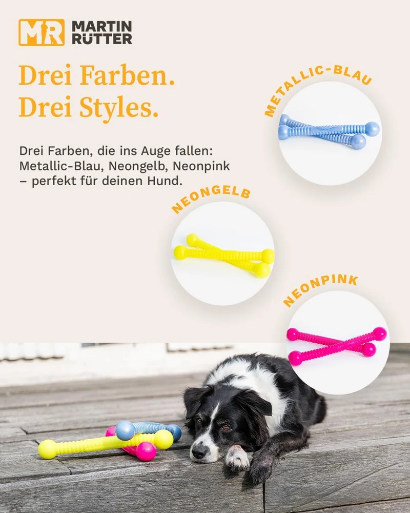 Martin Rütter FUNSTIX Stöckchenersatz für Hunde Grösse: M, Farbe: Metallic-Blau – Flexibler & sicher