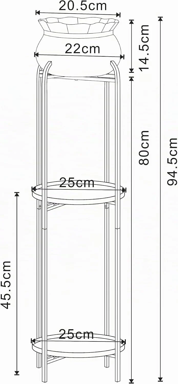 [en.casa] Blumenständer Altena Pflanzenständer mit Blumentopf und 2 Ablagen Metall Grün Pflanzenrega