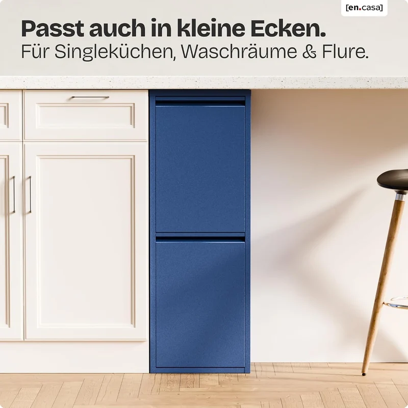 [en.casa] Mülltrennsystem Sollentuna Mülleimer 2 Fächer Küche 2 x 14 L Abfalleimer Müllschrank schma