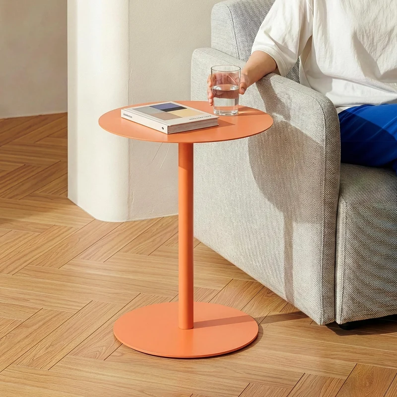 [en.casa] Beistelltisch Nastätten Gartentisch Couchtisch mit Metallgestell rund Sofatisch modernes D